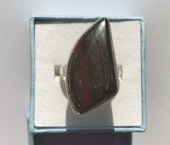 Vintage Handmade Heavy Artisan Ring, Tiger’s Eye in Massive Silver P(17.75mm) 7g