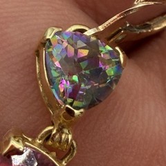 14K Yellow Gold Mystic Pink Topaz Leverback Earrings Stamped VA