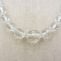 Vintage Glass Bead Necklace Graduated Faceted Crystal Choker 15 Inch