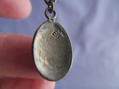 VINTAGE OLD PAWN STERLING EB EUGENE BELONE TURQUOISE OVAL DANGLE PIERCE EARRINGS