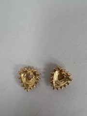 Jewelry -Earrings Marked ROMAN Gold-Tone Heart-Shaped Rhinestone Crystal Studded