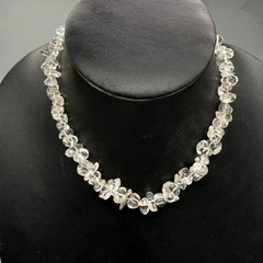Vintage Necklace Choker Clear Quartz Sterling Silver 15.5 inches
