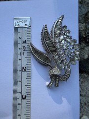 Vintage Pennino Brooch Rhinestone Floral Baguette Stones Glass Repaired Jewelry