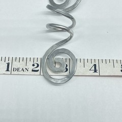 Scarf Slide Silver Tone Hammered Aluminum Double Open Spirals with Center Coil