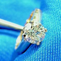EARTH MINED DIAMOND Deco Engagement RING Vintage Estate Solitaire SOLID 14K GOLD