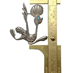 1970s Cartoon “Road Runner” Brooch, Sterling, Turquoise, Sand Cast, Old Pawn