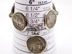 Vintage 1929 Buffalo Nickel Bracelet Handcrafted Silver Tone Mounts