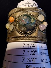 Vtg Large Silver-tone Cuff Bracelet With Large Semi-precious Stones 2″ Wide…