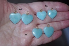 Vintage Carved Heart Larimar Lever back Earrings in 14K GF