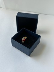 Vintage Red Cubic Zirconia Ring Gold Plated Womens Size 7