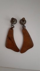 Sterling silver Copper Embossed Earrings. Screwback vintage