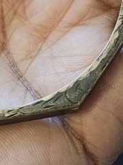 VTG 1930s Engraved Scroll Octagon Shaped Bangle Bracelet Opens W/ Chain