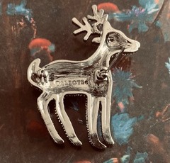 Talbots Rhinestone Reindeer Pin Silver Tone Family Owned Sparkles See VIDEO