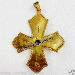 2.25ctw Rose Cut Diamond Sapphire Silver Vintage Stunning Cross Pendants Jewelry