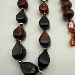 Vintage MCM Mixed Jewelry Lot Necklace, Clip on Earrings – Brown