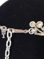 Vintage Trifari Signed Silver Tone Cherries Link Choker Necklace 14″-16″ 1950’s