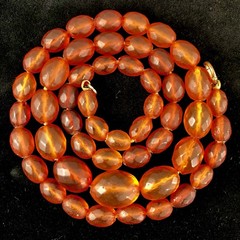 Antique Königsberg Baltic Amber Necklace, Faceted Graduated Beads, Natural Amber