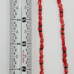 VTG 925 Red Coral Bead 17in Necklace Sterling Silver 15gtw Puffed Open Cross