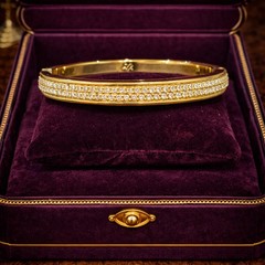 Vintage Tommy Bahama Gold Tone Rhinestone Bangle Bracelet | Estate Designer Jewe