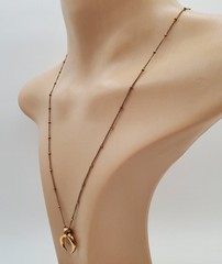 VTG 925 Vermeil Crescent Horn Pendant Necklace 22in Sterling Silver Bead Chain