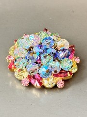 Vintage Verified JULIANA D&E Pastel Glass Beads Bracelet Brooch Earring Set