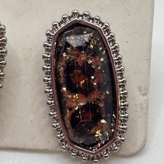Earrings Vintage High Quality Acrylic Gem Stone Silver Tone Metal Stud Jewelry