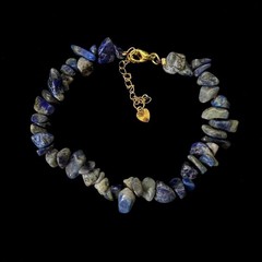 Natural Lapis Lazuli Gemstone Beaded Bracelet, Length 7-8.5 in adjustable