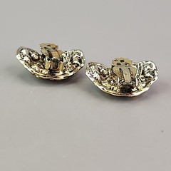 Vintage Hollycraft Rhinestone Clip On Earrings Gold Tone 1 1/8″