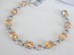 Vintage Sterling Silver 925 Gemstone Tennis Station Bracelet Fits 7″