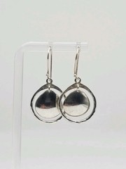 Retired Silpada Sterling Silver Hammered Disc Cut Out Dangle Earrings 1.55″
