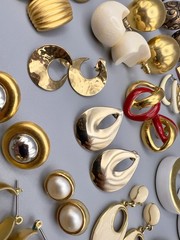Vintage 1980s Pierced Earring Lot Gold Tone 45 Pairs Monet Trifari