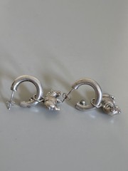Vintage Sterling Silver Carol Felley Chunky Hippo Hoop Statement Earrings Africa
