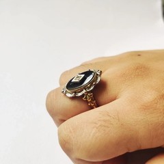 Art Deco Style Victorian handmade Black onyx Wedding Anniversary 925 Silver Ring