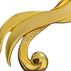 Vintage Tona Brooch Matte Shiny Goldtone Swirl 3-1/8″ Long