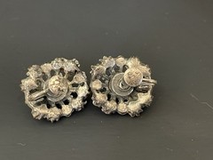 Coro signed Vintage Earrings Hot Pink Purple Rhinestones Faux Fire Opal
