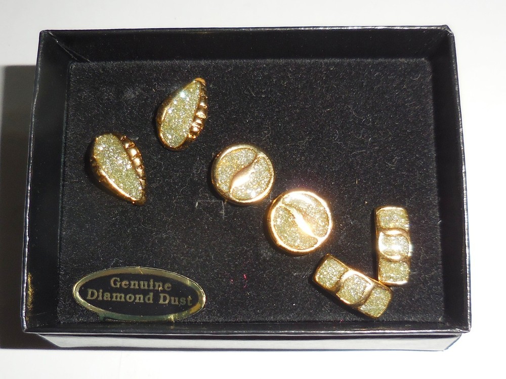 VINTAGE 3 DIAMOND DUST EARRINGS SET CLIP ON EVAN ST CLAIR