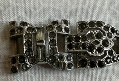 KTF Signed Silver Tone Rhinestone Link Chain Bracelet Push Lock Clasp Closure