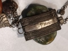 VTG Boho Chic Necklace Natural Polished Stones – Silvertone