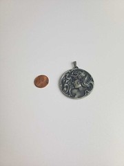 Art Nouveau Style Woman’s Head Flowing Hair Pendant 1.75″