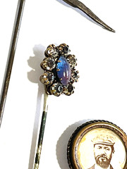 Antique Victorian Lot of 3 Stick Pins with Semi Precious Metal & stone