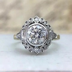 2.30Ct Art Deco Style Lab Created Diamond Engagement 14K Yellow Gold Finish Ring