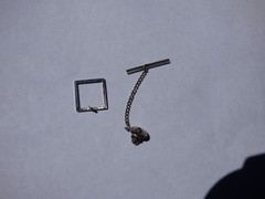 Fathers Day VTG Swank Modernist Open Frame Square Tie Tack Chain & Bar