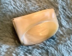 Vintage Stunning Carved Mother Of Pearl (Zebra Colors) Ring -Size 5.25