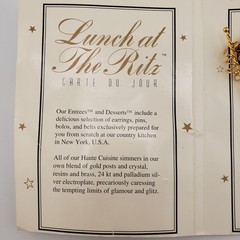 Lunch At The Ritz Pierced Earrings Masquerade With Moon New On Menu Card 1993