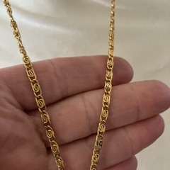 Vintage Victorian Revival Slide Chain Cameo Oval Gold Tone Chain Locker 30”