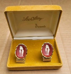 Vintage Love Story By Dvante Vintage Mesh Wrap Cufflinks in Box Retro-Chic 70’s
