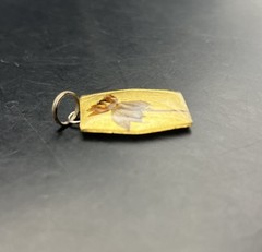 Vintage Pressed Dried Flower Pendant Necklace Gold Tone Floral Acrylic Resin