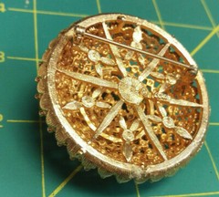 Vintage Gold Tone Pin Brooch Signed Cora Approx 2 inch wide x 1 inch tall Nice!