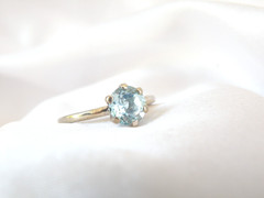 Vintage Sterling Silver 925 Heated Natural Blue Topaz Solitaire Ring Size 8