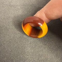 Vintage Two Tone Plastic Chunky Dome Ring Brown Yellow
